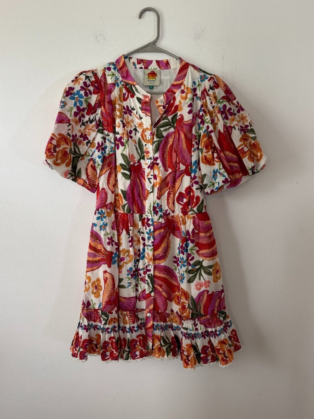 Farm Rio White Spring Bananas Mini Dress NO Belt - Picture 2 of 13